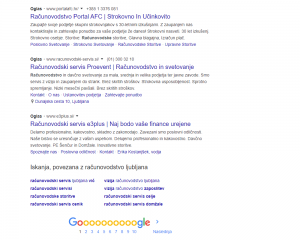 dno strani z rezultati iskanja